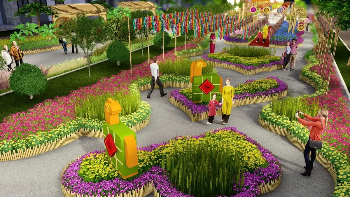 Home Hanoi Xuan 2026 tái hiện Tết Việt và văn hóa dân gian bằng ngôn ngữ thẩm mỹ đương đại.