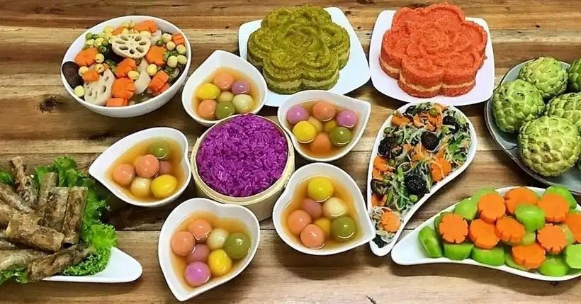 Mâm cỗ chay cúng rằm tháng Giêng. (Ảnh minh họa).